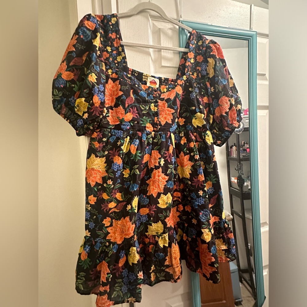 Anthropologie Farm Rio Short-Sleeve Sweetheart Dress